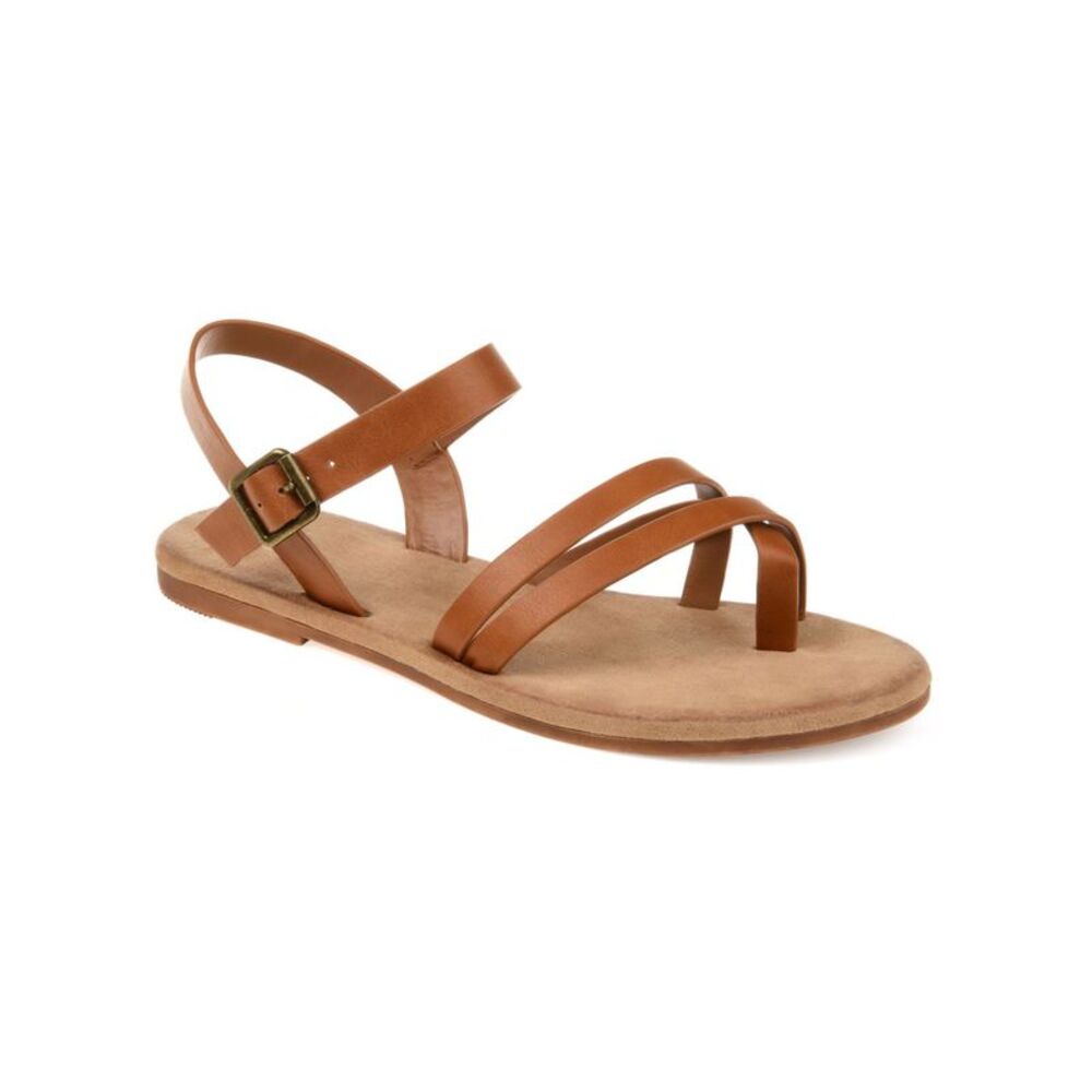 JOURNEE COLLECTION Womens Brown Strappy Vasek Open Toe Thong Sandals Shoes 6